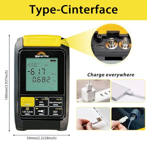 6 in 1 Fiber Optic Tester with Optical Power Meter (Yellow)