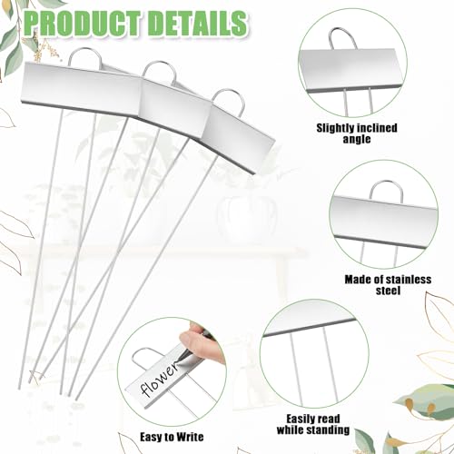 38 Pcs Metal Plant Markers Outdoor (Silver Label With Black Ink)