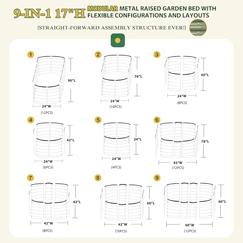 8x2FT Galvanized Raised Garden Bed (Olive Green / 8x2x1.4FT)