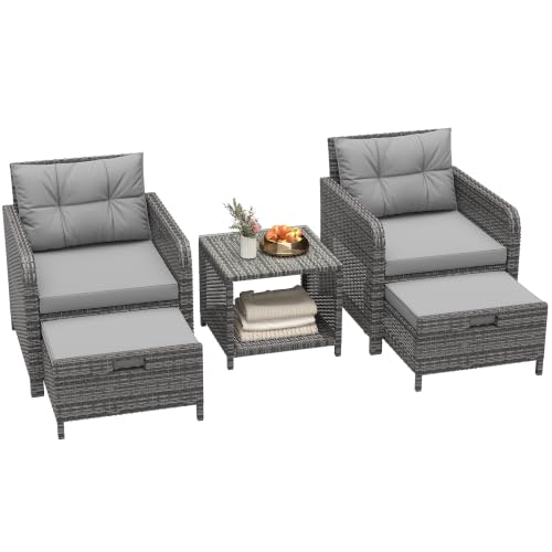 5 Piece Patio Furniture Set (Grey-grey / 5 Piece)
