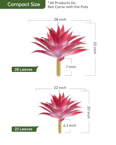 Artificial Agave Plant Set (Red White*2 / 28 Inches)