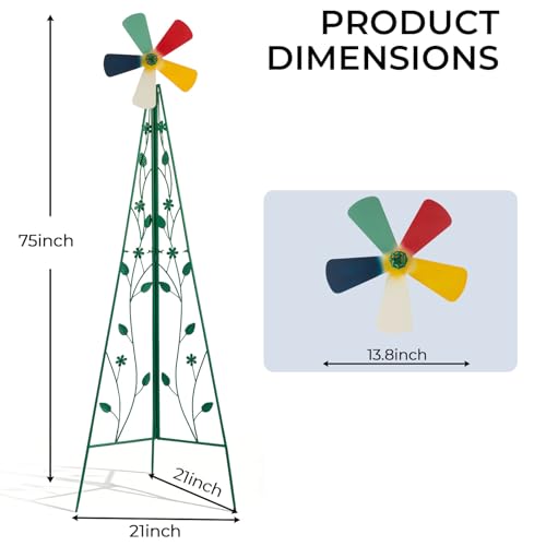 8FT Ornamental Windmill for Yard (6.2ft-green)