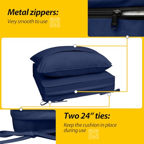 Outdoor Chair Cushions (Navy Blue / 24"x24"x5" / 24"x19")