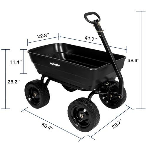 7 Cu Ft Poly Garden Dump Cart 1200 lbs with No Flat Tires