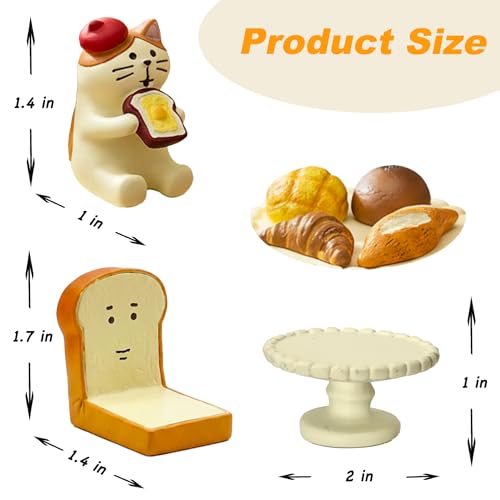 Cute Mini Bread Cat Figurine Set (Bread Set)