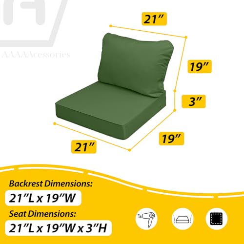 Outdoor Chair Cushions (Dark Moss Green / 21"x19"x3" / 21"x19")