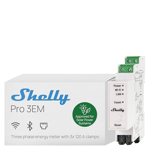 Pro 3EM (120A) v2 | Wi-Fi, Matter & LAN, 3-Phase Smart Energy Meter | Home Automation | Compatible with Alexa, HomeKit, Google Home SmartThings | Real-time Monitoring | No Hub | Solar Panels (Pro 3EM 120A v2)