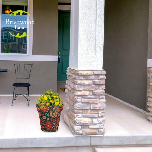 Everyday Planter 11.75 x 11 x 11 Orange and Teal Medium Floral (Org Teal Flor / Medium)