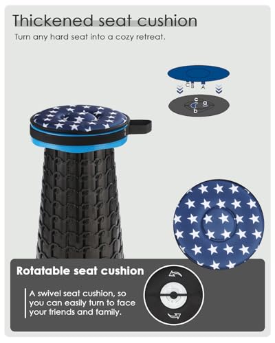 18 in Collapsible Stool with Cushion (Blue)