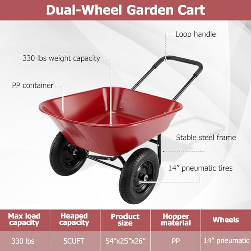 Dual Wheel Wheelbarrow (Red)