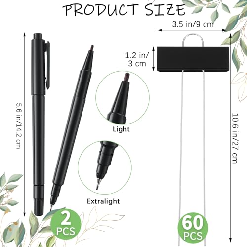 62 Pcs Metal Plant Labels Garden Markers Outdoor Weatherproof 10.6 Inch Stainless Steel Nursery Tags Reusable Bulk with Pens for Flower Fruit Vegetable Seedling (Black Label With White Ink)