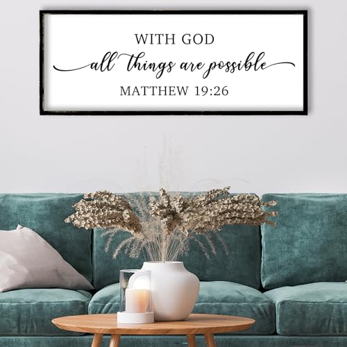 With God All Things are Possible Wall Decor 40"X15" Black (40"L x 15"W / With God All Things are Possible (Black))