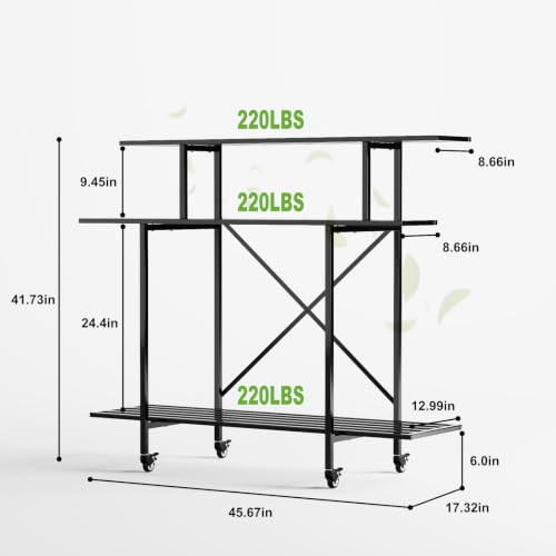 3 Tier Heavy Duty Plant Stand with Wheels