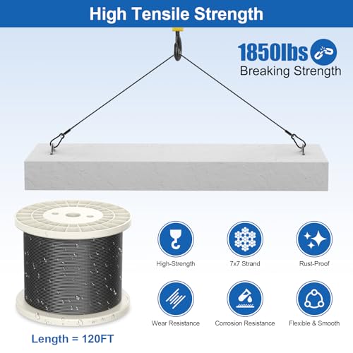 1 8" Black Stainless Steel Cable for Deck Cable Railing kit (1/8" / 120FT)