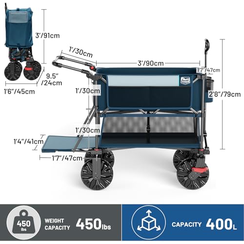 Push & Pull Double Decker Wagon (Blue / With Push Handle)