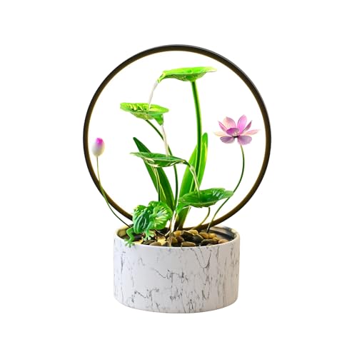 15 Inch Green LED Metal Tabletop Water Fountain (Green)