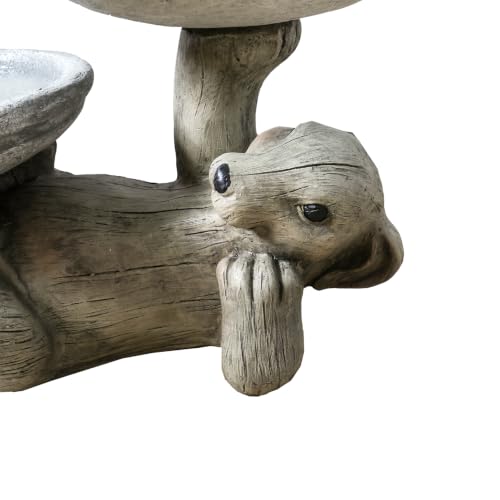 16.3" Fibre Reinforced Concrete Outdoor Birdbath (16.3inches / wood color)