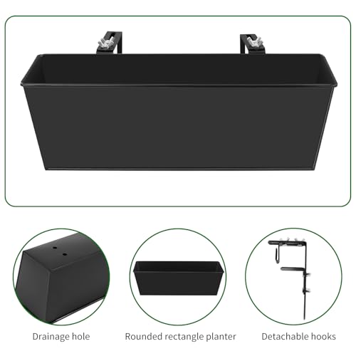 16 Inch Deck Railing Planter Boxes with Adjustable Brackets (4 Count)