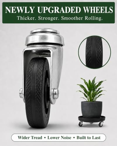 3 Pack Metal Plant Caddy with Wheels 12 Inch Black (12)