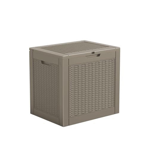 34 Gallon Deck Boxes Resin Outdoor Storage Box UV Resistant Outside Deck Box with Lockable Lid for Patio Furniture (Gray / 34 Gallon)