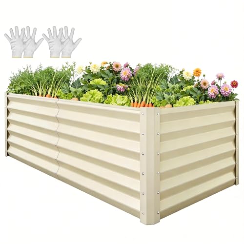 6x3x3ft Large Raised Garden Bed Kit (Cream Yellow / 6x3x3ft)