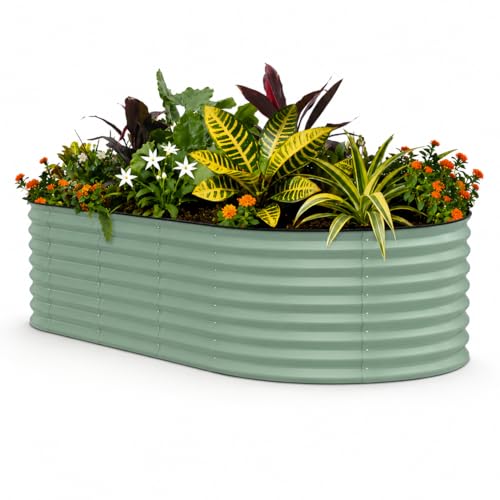 8x4x2ft Galvanized Raised Garden Bed (Green-oval / 8x4x2ft)