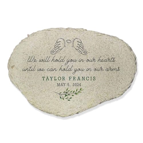 Personalized Miscarriage Memorial Garden Stone (Hearts With Wings / Large)