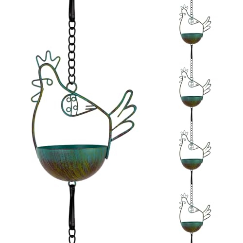 10.6FT Rain Chains for Gutter with 12 Cups (Chicken)