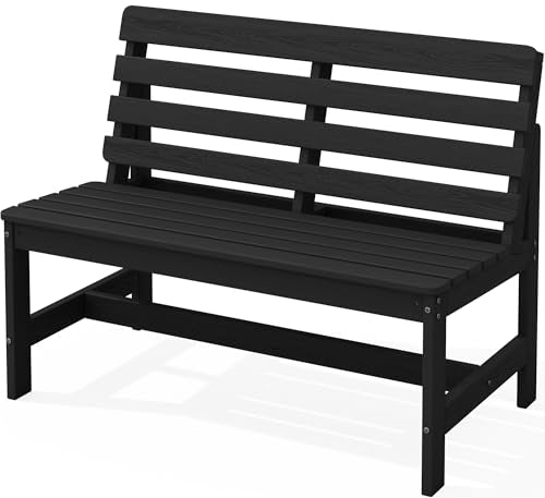 Armless Outdoor Bench (Black / 2 Person)