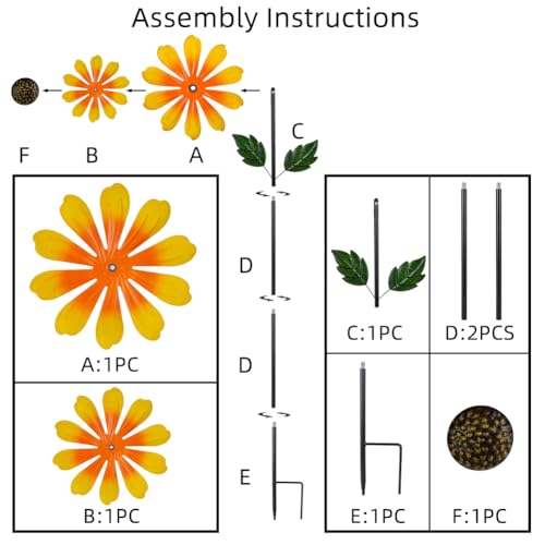 Sunflower Wind Spinners Outdoor (13inch(Sunflower-A))
