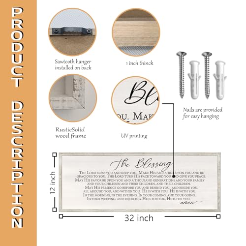 The Blessing Wall Art (32"L x 12"W / The Lord Bless You And Keep You (White))