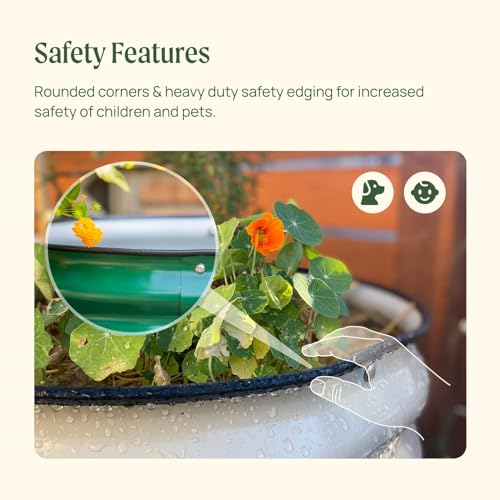 17" Tall Kids First Garden Bed 24" x 42" Raised Planter Box Outdoor Metal Galvanized Gardening Bed for Vegetables Herb & Flower (Pearl White / 24"(W) x 42"(L) x 17"(H))