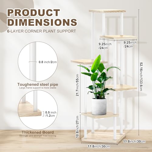 6 Tier Plant Stand Indoor (White+Oak / 6 Tier)