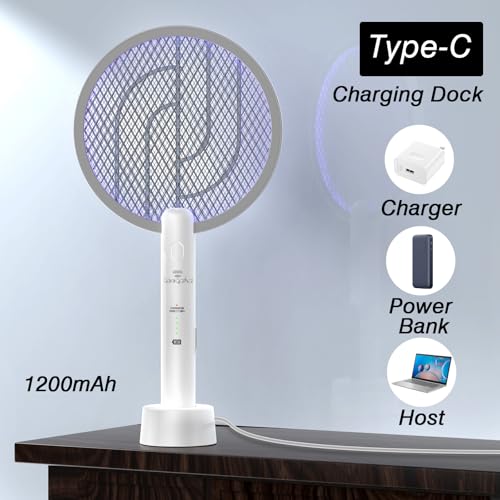 Electric Fly swatter Rechargeable (White-1Pcs)