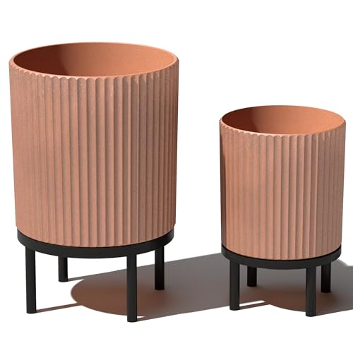 Demi Series Raised Duo Planters (Terracotta/Black / Bundle)