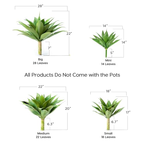 Artificial Agave Plant Set (Green*2 / 18 Inches)