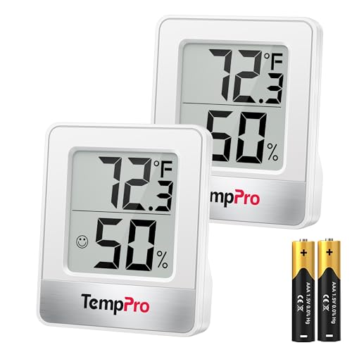TP49 2 Pack Digital Hygrometer Indoor Thermometer (White Indoor Thermometer)