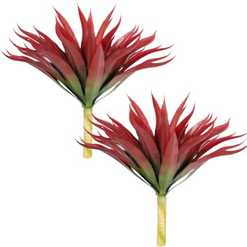 Outdoor Fake Agave Artificial Plant (Red-22 Inch-2 Pack)