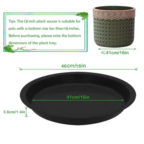 8 Pack 18 Inch Round Plant Saucers for Less 16 Inch Pot Indoors Outdoors Plant Trays for Pots Planter Saucer Plastic Drip Tray Planter Water Tray (18"(8pcs) / Black)