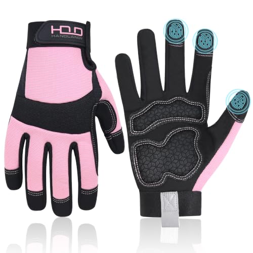Work Gloves for Women (Small (Pack of 1) / Black Pink)