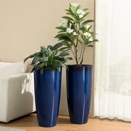 30" H Tall Planters for Outdoor Plants (30" H / Gradient Cobalt Blue)