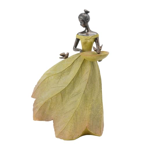 Large Garden Fairy Statue Bird Feeder & Bird Bath (Yellow-23 Inch)