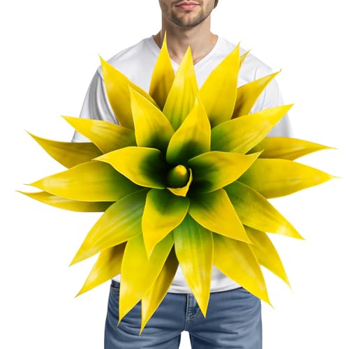 Artificial Agave Fake Plants (Yellow / 22 Inches)