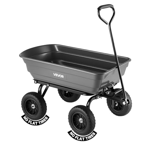 4 Cu.Ft 600LBS Poly Garden Cart Dump Wagon (Darkgrey)
