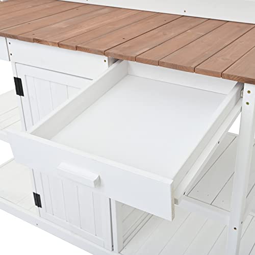 Outdoor Wooden Potting Bench Table