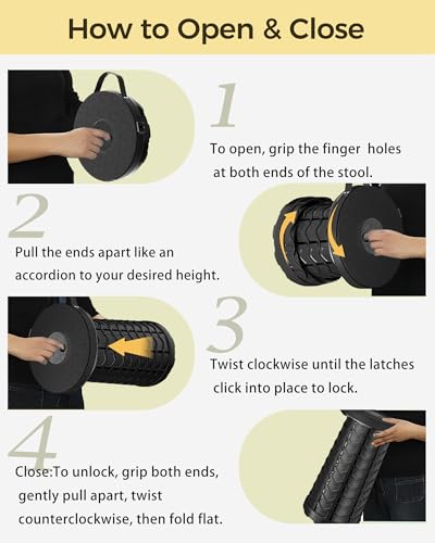 Upgraded Collapsible Stool with Detachable Cushion & Waterproof Bag