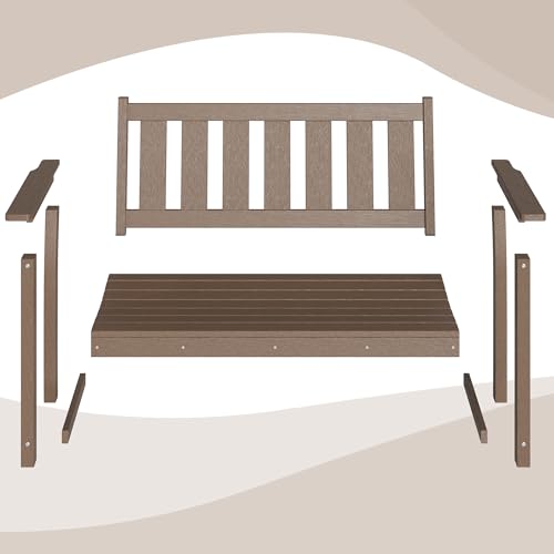 50" HDPE Weatherproof Outdoor Bench Patio Seating (Mocha Brown / 2-Person)