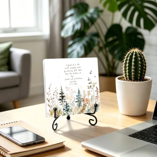 Motivational Quote for Home Office Book Shelf Table Decor 6.3x6.3 Inch 14 (Multicolor 1738 / Wooden sign with iron frame（6.3 x 6.3 inches）)