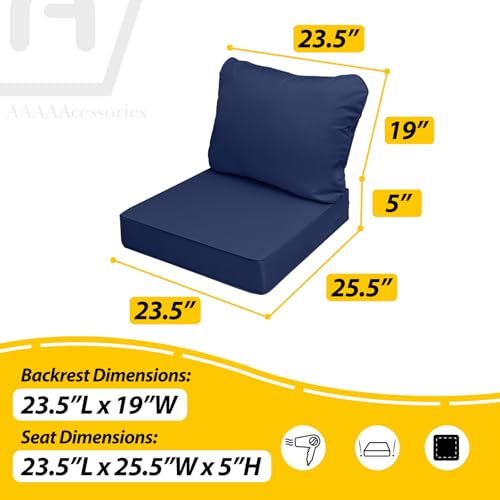 Outdoor Chair Cushions (Navy Blue / 23.5"x25.5"x5" / 23.5"x19")