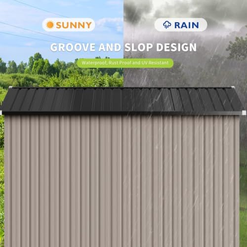 10x8 FT Shed Outdoor Storage Shed with Floor Brown (Brown / 9.8'x7.6')